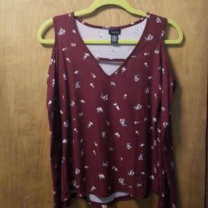 Long Sleeve, Cold Shoulder Top